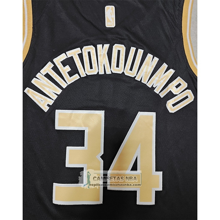 Camiseta Milwaukee Bucks Giannis Antetokounmpo NO 34 Select Series Oro Negro